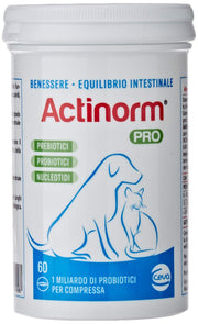 Actinorm Pro - Bioregolatore naturale della funzionalit? intestinale per cani e gatti, 60 Compresse