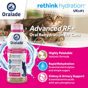 Oralade - Advanced RF+, supporto per la reidratazione orale per gatti - Formula isotonica ad azione rapida - Supporto renale e urinario - Gusto naturale di pollo - Altamente appetibile - Per tutte le