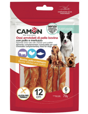 CAMON ossi arrotolati di pelle bovina con pollo e merluzzo